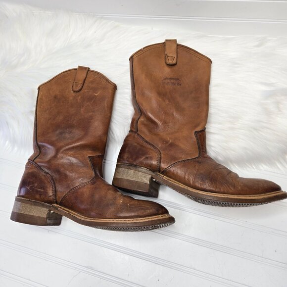 Carolina Wellington Work Boots Men's Sz 9 Vintage Western Pull On Cowboy Leather - Picture 3 of 12